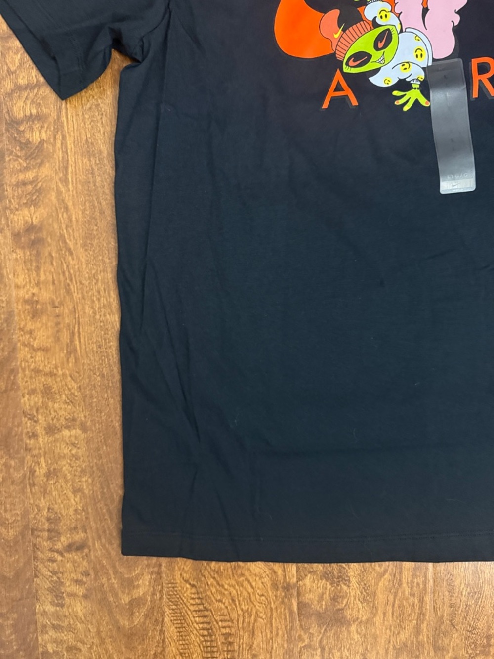 Nike Men’s Black Short Sleeve Tee with Orange Swoosh Multicolor Graphic Size L - Picture 7 of 16